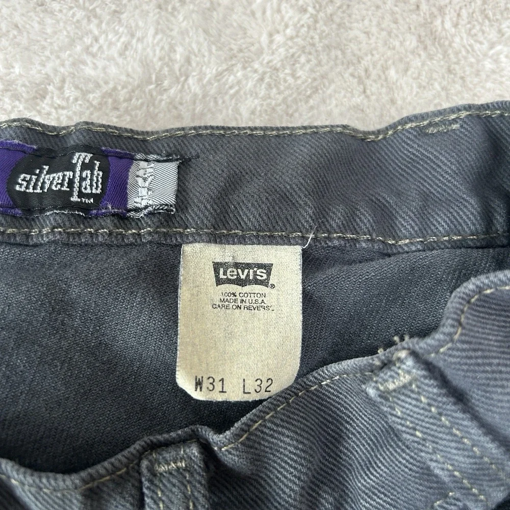 Vintage 90s Levis SilverTab Baggy Jeans Mens‎ 31x32 Gray Wash Wide Leg Skate EUC